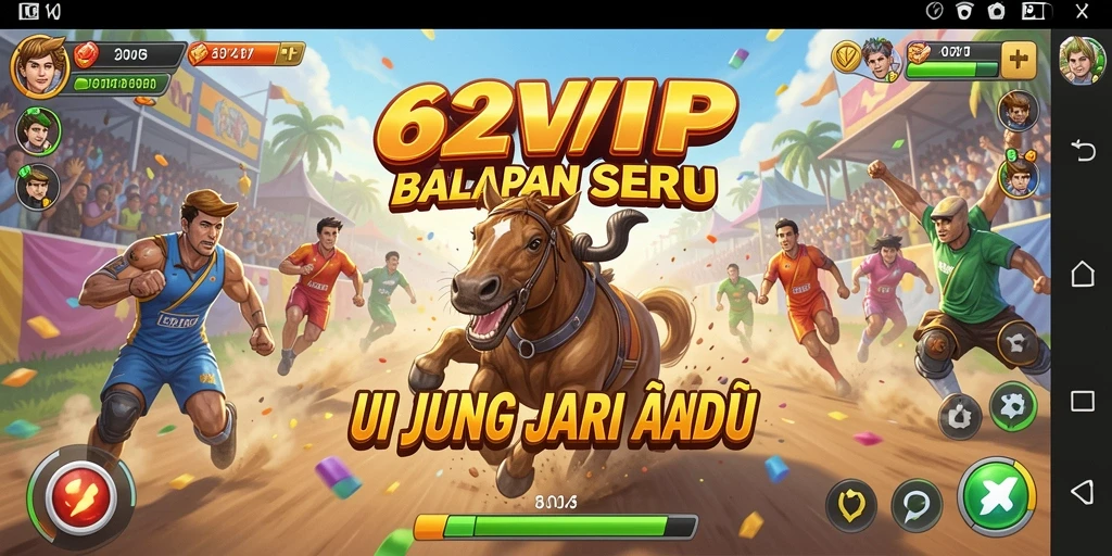 Gameplay balapan seru di 62VIP dengan mobil-mobil cepat.
