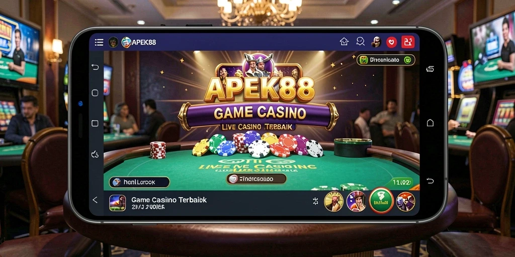 Screenshot APEK88 menampilkan dealer langsung dalam permainan kasino.