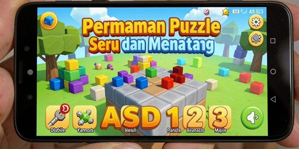 Screenshot utama menunjukkan gameplay Puzzle yang menantang dan menarik.