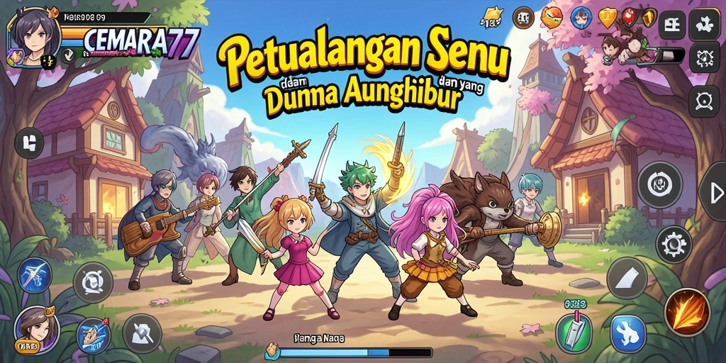 Tampilan gameplay menarik CEMARA77 dengan karakter anime.