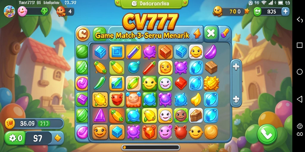Tangkapan layar gameplay dari CV777 yang menunjukkan suasana Match-3 yang seru.