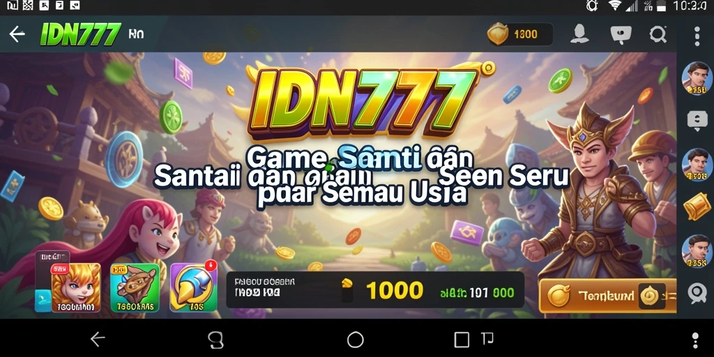 Screenshot utama IDN777 menunjukkan antarmuka permainan yang menarik dan interaktif.