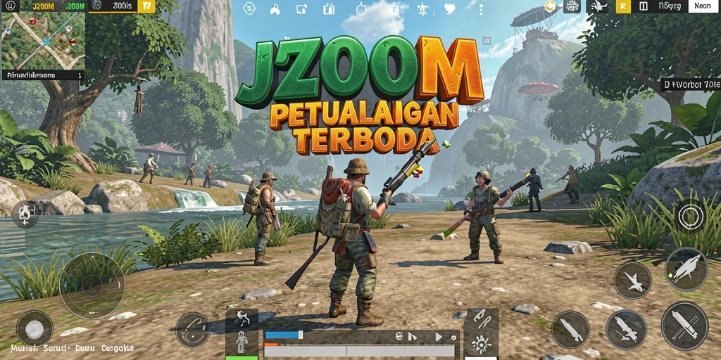Tangkapan layar utama menunjukkan gameplay seru dalam dunia terbuka yang luas.