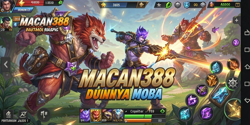 Gambaran aksi intens di arena pertarungan MOBA.