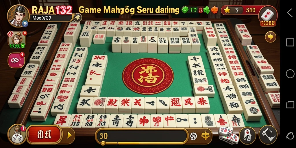 Tampilan gameplay RAJA132 yang menarik dengan ubin Mahjong.