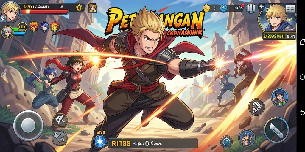 Screenshot gameplay RI188 menunjukkan aksi seru karakter Anime.