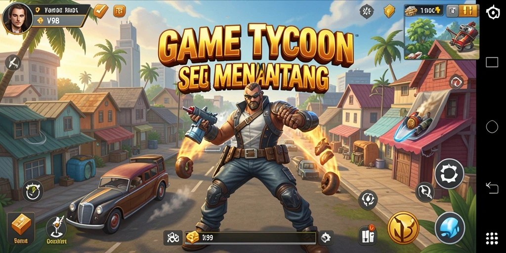 Tampilan gameplay V98 yang mendebarkan dan penuh strategi Tycoon.