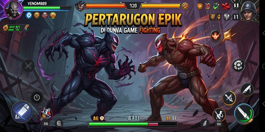 Tangkapan layar gameplay <strong>VENOM889</strong> menunjukkan pertarungan yang epik dan mendebarkan.